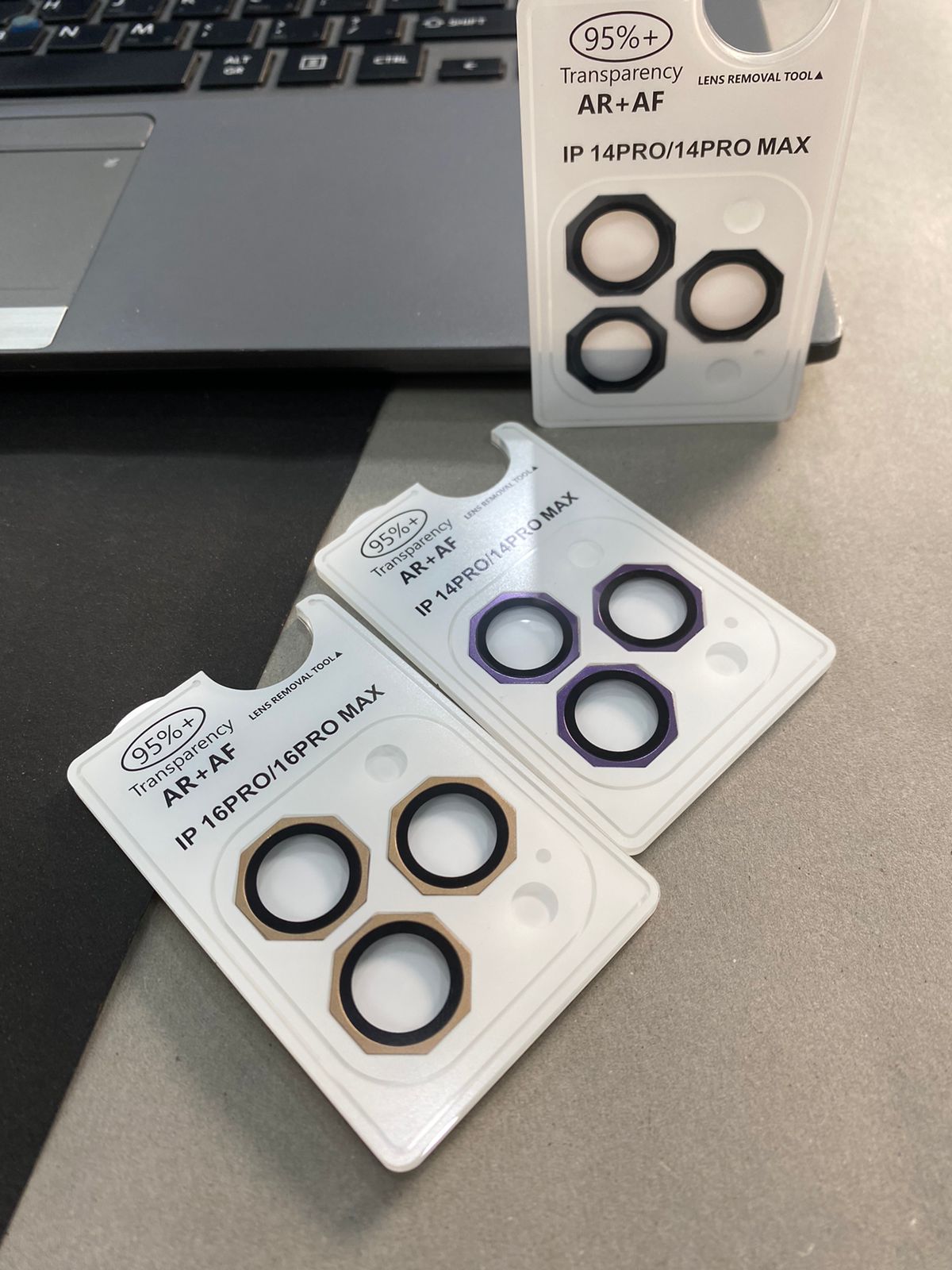 garari camera lens protectors for iPhones, specifically designed for the iPhone 14 Pro/14 Pro Max and iPhone 16 Pro/16 Pro Max models.