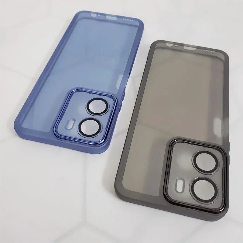 Luxury Lens Film Phone Case for VIVO Y16 Y35 Y35M Y53T Y56 5G 360 Camera Protective Clear Soft Silicone Back Cover Fashion Armor