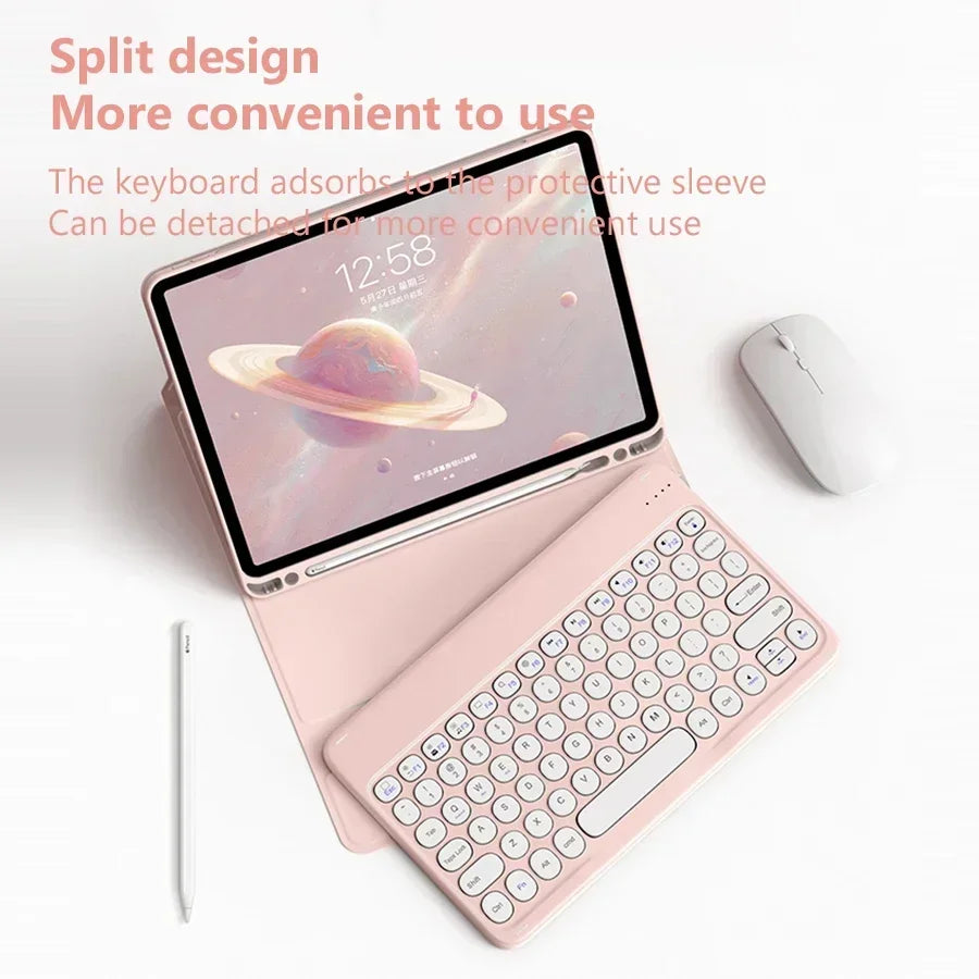 Rgb keyboard For iPad Air 13 11 6 5 4 Pro 13 11 12.9 10.5 Mini 6 7th 8th 9th 2024 Bluetooth RGB  light Keyboard Mouse Case Set Wireless Keyboard Mouse