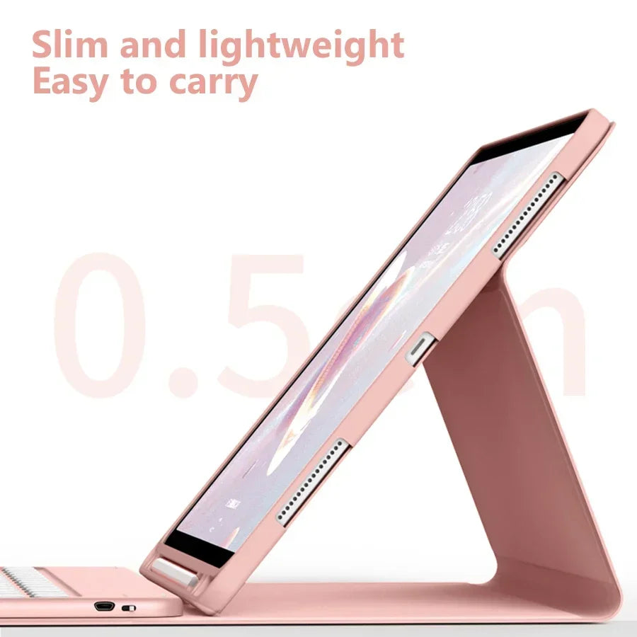 Rgb keyboard For iPad Air 13 11 6 5 4 Pro 13 11 12.9 10.5 Mini 6 7th 8th 9th 2024 Bluetooth RGB  light Keyboard Mouse Case Set Wireless Keyboard Mouse