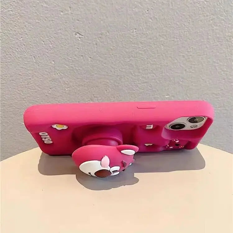 MINISO Anime Cartoon Cute Bracket Strawberry Bear For IPhone