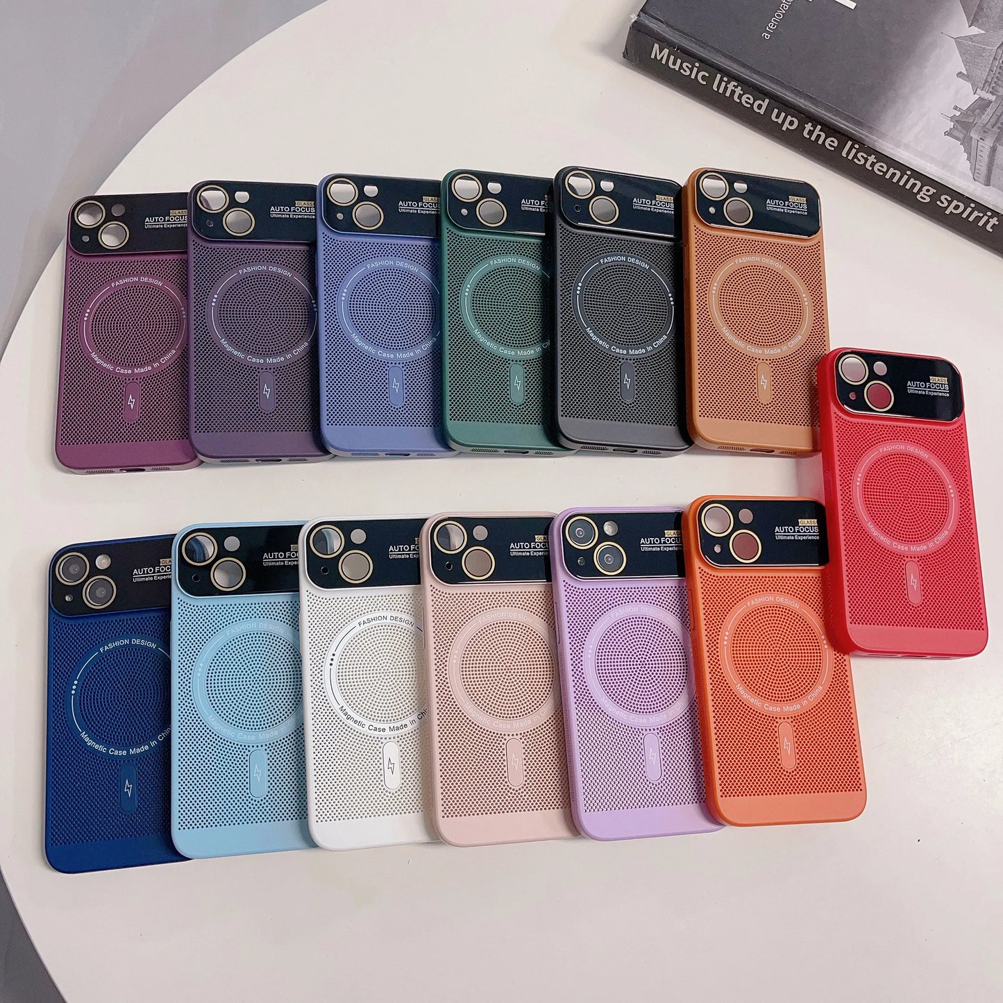 Premium electroplated magnetic case for iPhone with a large window design and heat dissipation net for enhanced protection and performance.