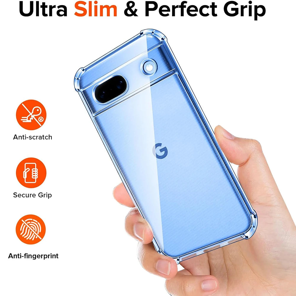 Shockproof Silicone Soft Case For Google Pixel 9 XL 8 7 6 Pro 8A 7A 6A Ultra Thin Soft Back Cover Clear Shell Transparent Cover