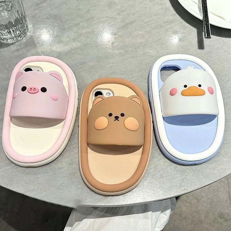3D Cartoon Baby Shark Slippers-Style Case for iPhone