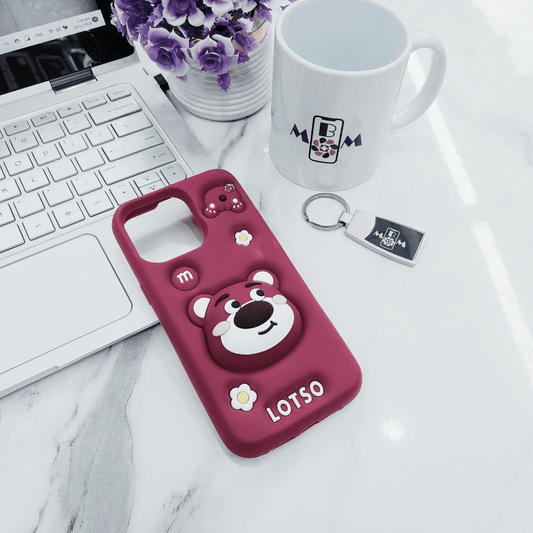 MINISO Anime Cartoon Cute Bracket Strawberry Bear For IPhone