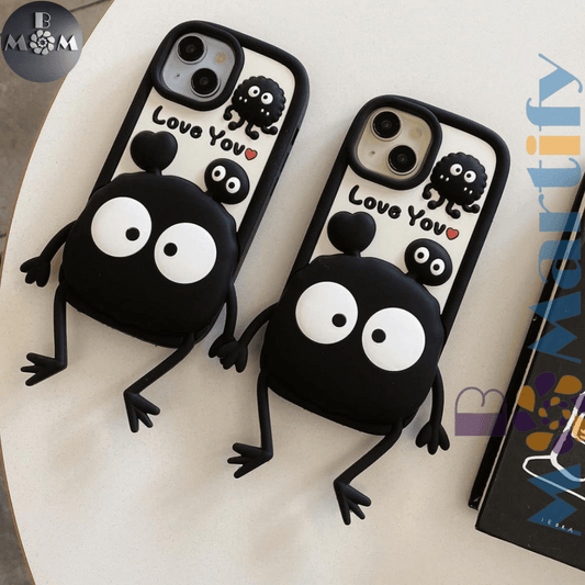 iPhone Cute 3D TPU Case Cartoon Black Eye Cute Phone Case Compatible with iPhone