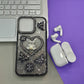 Blue Glitter Bling Phone Case with Rhinestone Teddy Bear & Butterfly Charms