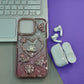 Blue Glitter Bling Phone Case with Rhinestone Teddy Bear & Butterfly Charms