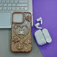 Blue Glitter Bling Phone Case with Rhinestone Teddy Bear & Butterfly Charms