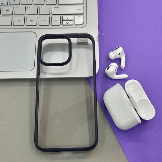 spigan Clear Protective Phone Case with Matte Black Bumper