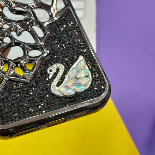 Elegant Swan Crystal Mosaic Phone Case