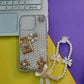 FANCY STONE PERFUME Luxury Pearl-Embellished Phone Case with Wrist Strap