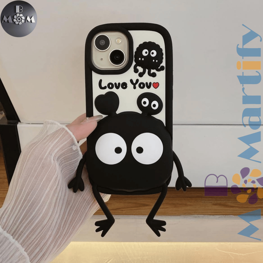 iPhone Cute 3D TPU Case Cartoon Black Eye Cute Phone Case Compatible with iPhone