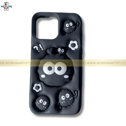 iPhone Cute 3D Soot Sprites Case with Pop-Socket Kickstand