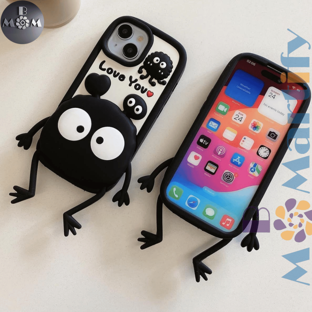 iPhone Cute 3D TPU Case Cartoon Black Eye Cute Phone Case Compatible with iPhone