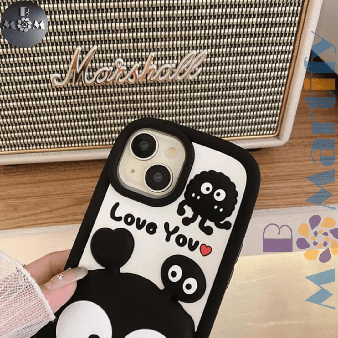 iPhone Cute 3D TPU Case Cartoon Black Eye Cute Phone Case Compatible with iPhone