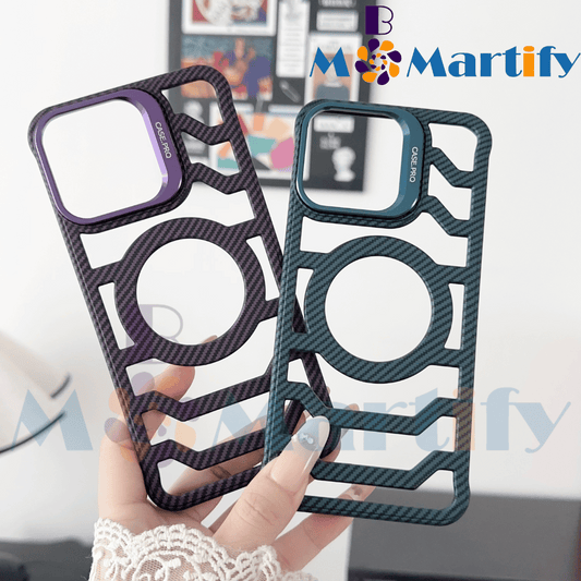 Ultra-thin, shockproof, frameless magnetic iPhone case with hollow heat dissipation and built-in stand.