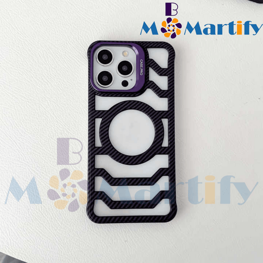 Ultra-thin, shockproof, frameless magnetic iPhone case with hollow heat dissipation and built-in stand.