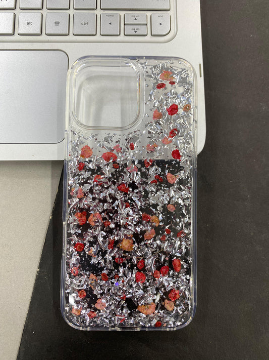 DFANS Design Floral Glitter Case for iPhone 16 Pro Max