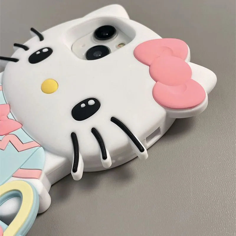 iPhone Stereoscopic Handbag Kuromi and Hello Kitty Phone Case For Iphone 15 14 13 11 12 Pro Max Plus X XR XS Y2K Cute Silicone Cover