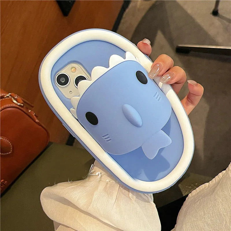 3D Cartoon baby shark slippers shoes Case For iphone 15 14 13 12 Pro MAXK