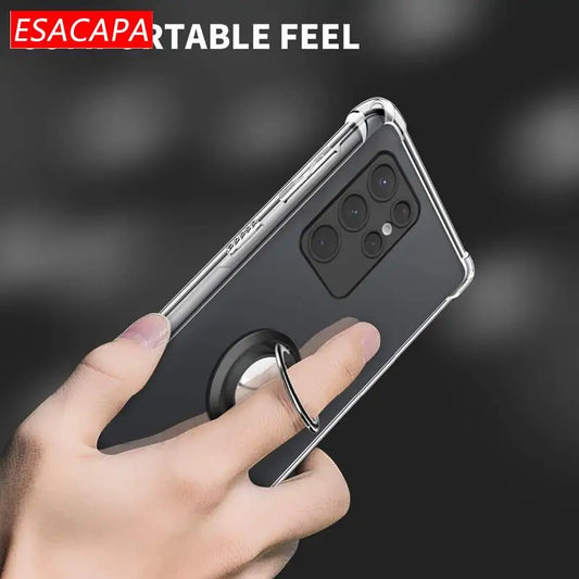 Transparent Magnetic Ring Stand Holder Case For OnePlus
