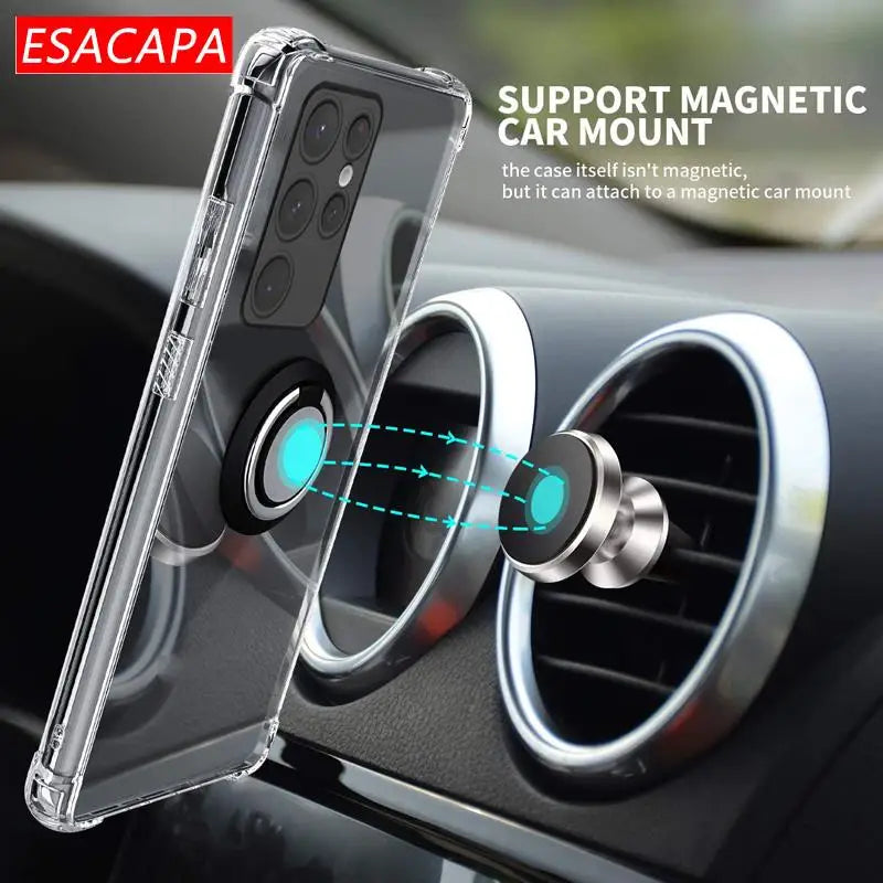 Magnetic Ring Stand Holder Case For OnePlus Nord N30 5G Airbag Transparent TPU Shockproof Cover For Nord Ce 3 Lite Nord Ce3Lite