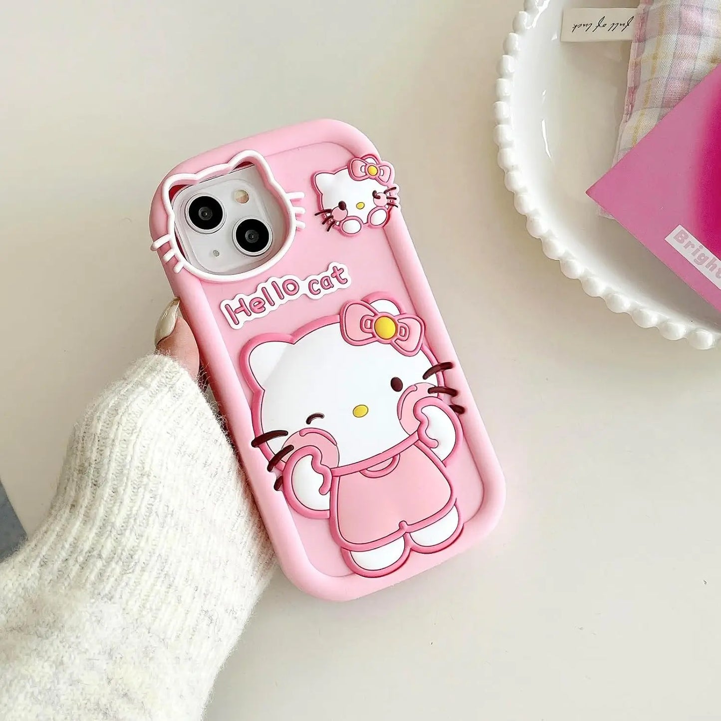 iPhone Kittnen case Kawaii Funny Cat Hello Kitty For iPhone 15 14 13 12 11 6 7 8 Pro Max Plus Xs XR Silicone Soft Cover Case