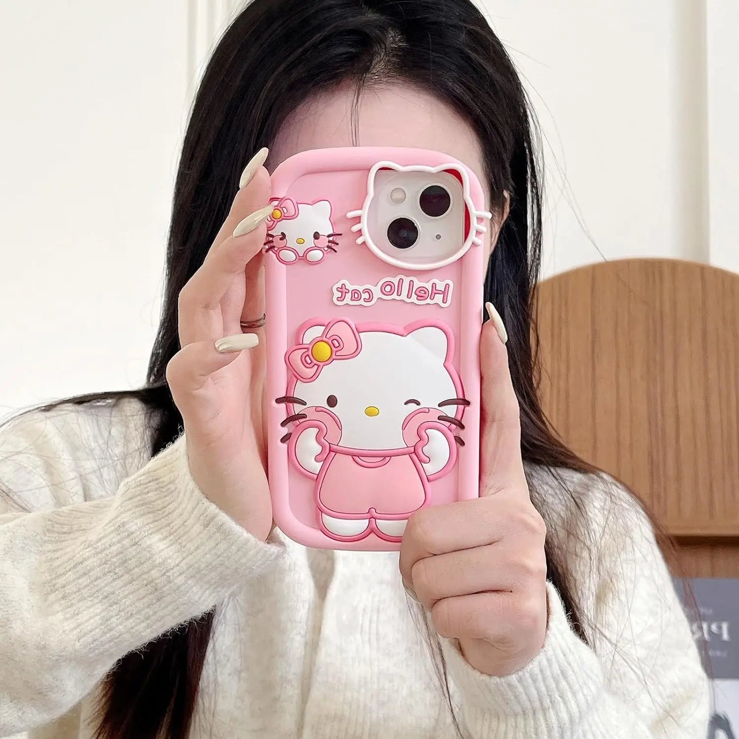 iPhone Kittnen case Kawaii Funny Cat Hello Kitty For iPhone 15 14 13 12 11 6 7 8 Pro Max Plus Xs XR Silicone Soft Cover Case